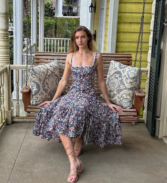 knee length dresses for ladies 100% Linen Loose Fit Button Waist Gathered Maxi Dress LUNA – LINTICO main image 1