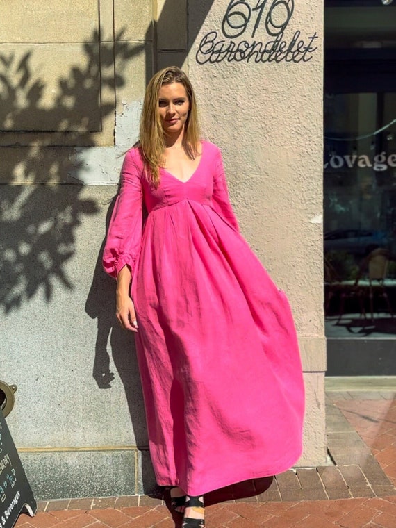 chinese dress ladies Linen Maxi Beach Dress Livia XXS / Cloudy Blue main image 0
