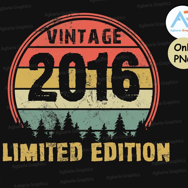édition limitée PNG vintage 2016, anniversaire PNG vintage 2016, dessins à sublimation vintage 2016, PNG édition limitée, png rétro