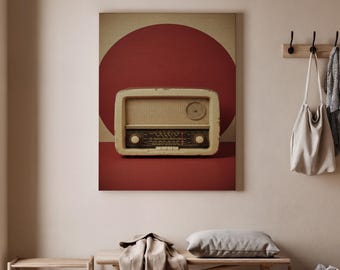 Vintage Radio Art, Retro Radio Poster, Nostalgic Radio Wall Decor, 70s Music Print, Classic Radio Canvas, Old Fashioned Radio Art