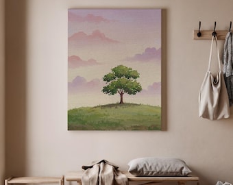 Tree Poster Art, Nature Landscape Print, Simple Tree Poster, Green Tree Wall Decor, Tree Canvas, Outdoor Wall Art, Nature Inspired Art