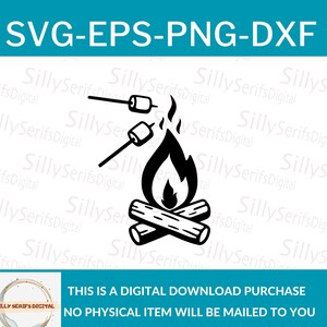 Bonfire and Marshmallow SVG-PNG-EPS-DXf,Cricut Svg,Bonfire Silhouette,Instant download ,Cutting files,Bonfire clip art,Camping bonfire sign