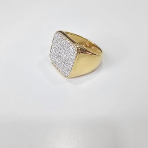 Men’s Iced Out Gold Signet Ring in 925 sterling silver|Moissanite Hip Hop Ring | Bling Pinky Ring for Men|Statement Ring|Luxury Men’sJewelry