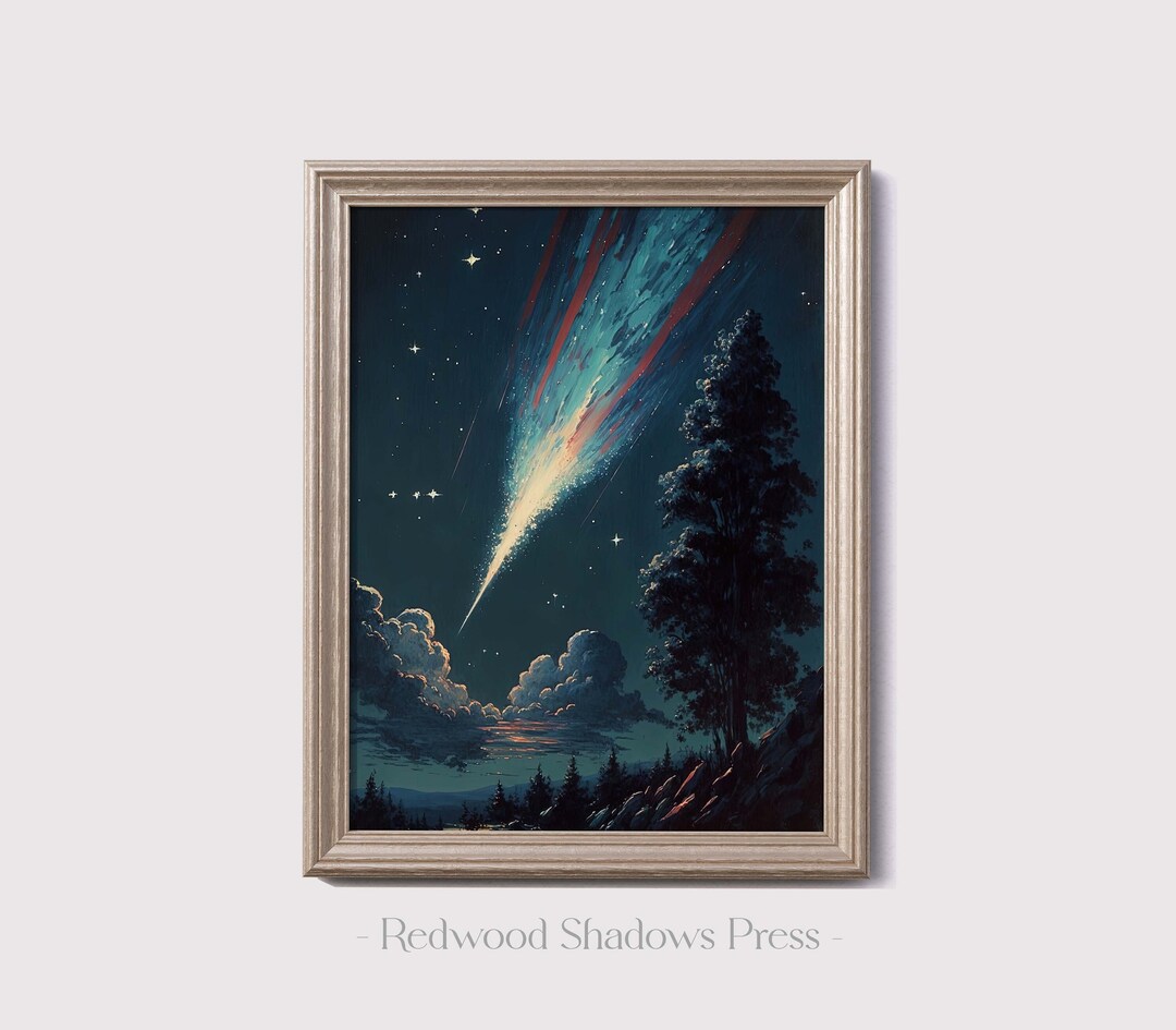 Printable Shooting Star Art Vintage Moody Print Celestial Digital Printable shooting star art vintage moody print celestial digital