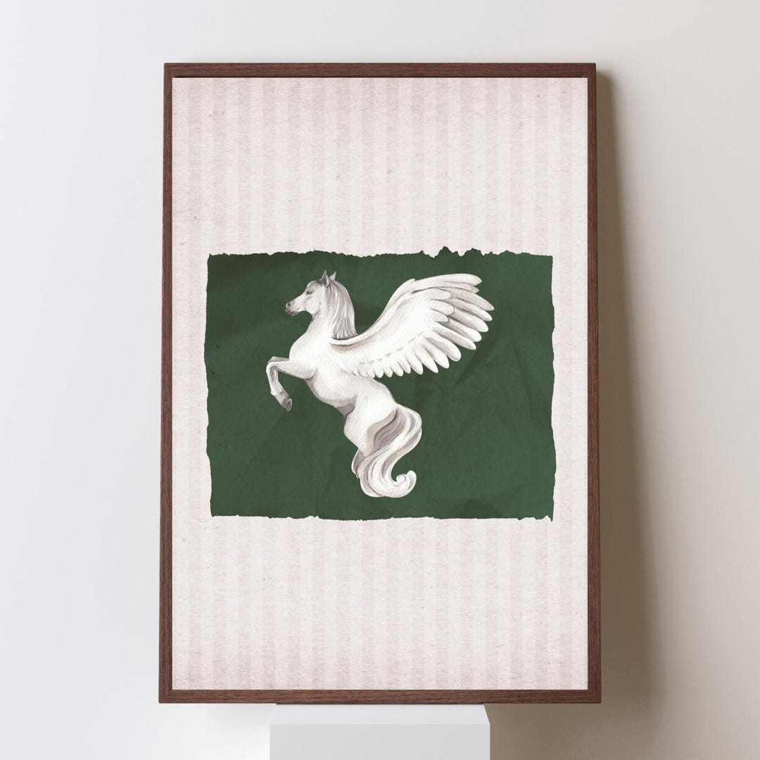 Elegant Pegasus Wall Art – Mythical Winged Horse Print (digital ...