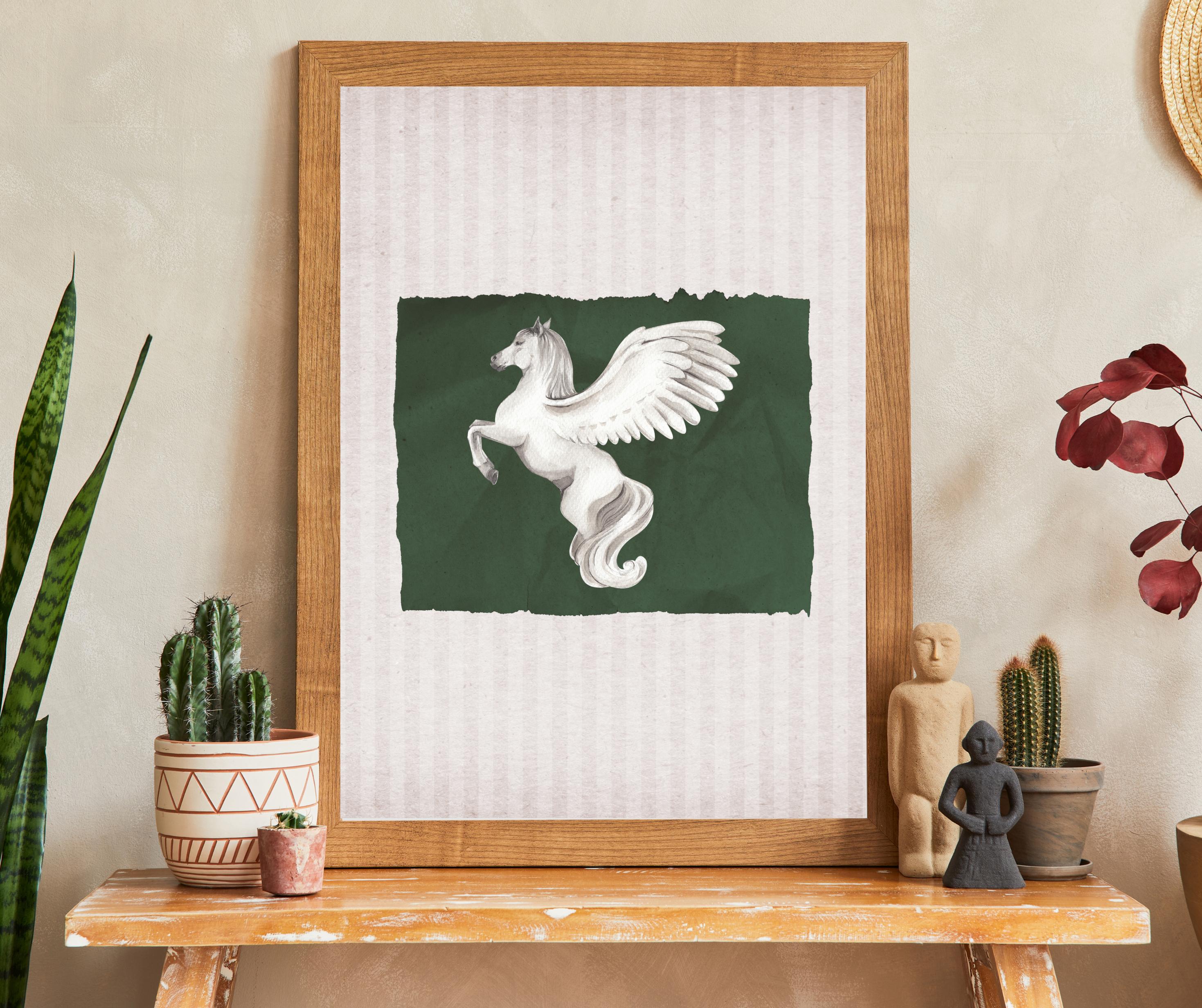 Elegant Pegasus Wall Art – Mythical Winged Horse Print (digital ...