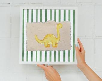 Watercolor Brontosaurus Nursery Print – Dinosaur Wall Art (Digital Download)