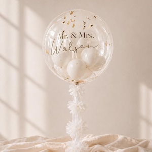 Personalisierter Ballon XL - Transparent weiss Blattgold mit name bobo ballon helium Geschenk deko Party Hochzeit Geburtstag Erwachsene