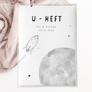 C: U-Heft + Impfpasshülle - Moon, personalisiertes Geschenk, Geburt, Baby