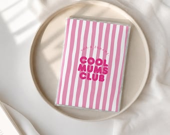 Maternity record book cover - Cool mums Club striped pink and white protective cover personalized with name pregnancy gift baby shower