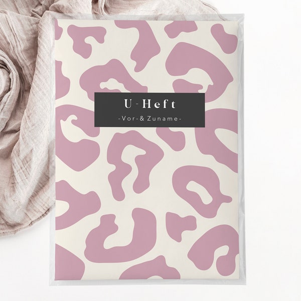 C: U-Heft + Impfpasshülle -Leo leopardenmuster rosa beige baby geschenk Geburt personalisiert Schutzhülle schwangerschaft Mädchen girl