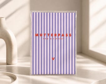Maternity record book cover - Purple and pink striped protective cover personalized with name, pregnancy gift, baby shower