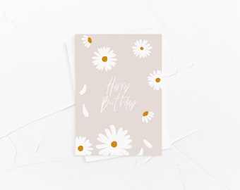 Postkarte - Gänseblümchen blumen mädchen rosa kindergeburtstag happy birthday gruss geschenk glückwunsch