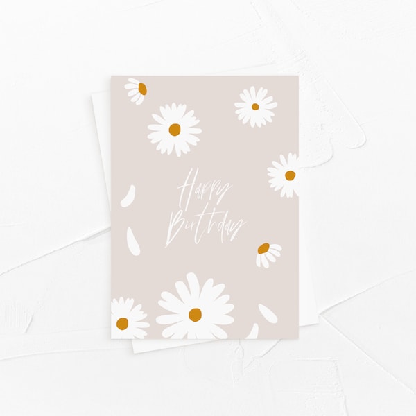 Postkarte - Gänseblümchen blumen mädchen rosa kindergeburtstag happy birthday gruss geschenk glückwunsch