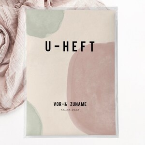 C: U-Heft + Impfpasshülle - abstrakt rosa grün, baby, geschenk zur geburt, personalisiert, schutzhülle