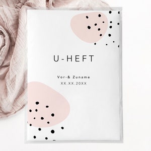 C: U-booklet + vaccination passport cover - pink dots, baby, girl, gift for birth, personalized, protective cover