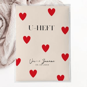 C: U-Heft + Impfpasshülle - Herzen rot beige geschenk personalisiert mit name mutter kind dokument schutzhülle Kinderarzt untersuchungsheft