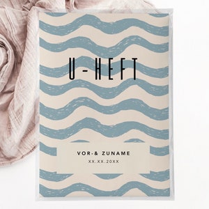 C: U-Heft + Impfpasshülle Set - Waves, Wellen, Ocean, Geburtsgeschenk, personalisiert