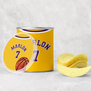 A: Chips Pringles cans, basketball, lakers, sports, children&#39;s birthday parties, party decoration, personalized packaging, boys