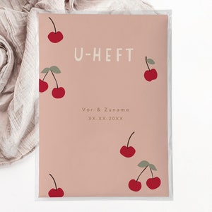 C: U-Heft + Impfpasshülle - cherry, kirschen, baby, girl, geschenk zur geburt, personalisiert, schutzhülle