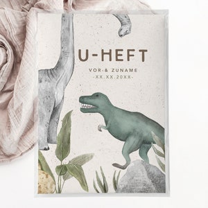 C: U-Heft + Impfpasshülle - Dinosaurier geschenk geburt baby personalisiert schutzhülle