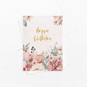 Postkarte - Wild flowers wildblumen mädchen floral kindergeburtstag happy birthday gruss geschenk glückwunsch