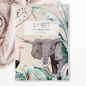 C: U-Heft + Impfpasshülle - Safari, boy, girl, geburt, geschenk, personalisiert, schutzhülle