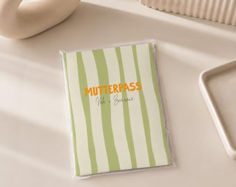 Funda para el libro de registro de maternidad: funda protectora personalizada a rayas verdes para bebés, ideal como regalo de embarazo.