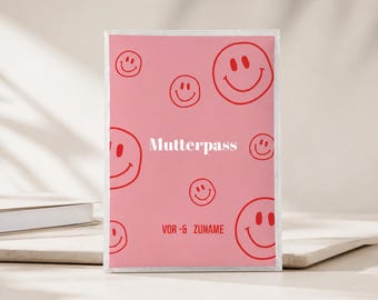 Maternity record book cover - Smiley pink red baby personalized pregnancy protective cover modern colorful gift baby shower