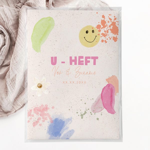 Personalized baby record booklet + vaccination card cover - Abstract Colorful Painting baby gift birth protective cover with name pregnancy girl
