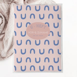 C: U-Heft + Impfpasshülle - rosa blau bogen modern Schutzhülle Geschenk Baby Geburt Party personalisiert mit Namen Mädchen girl