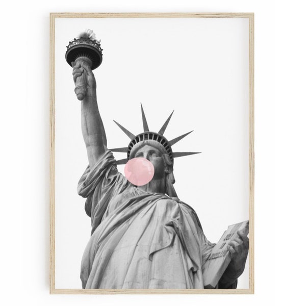 Poster - Freiheitsstatue, Kaugummi, statue of liberty, bilderrahmen, wand dekoration, modern art, new york