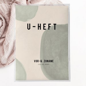 C: U-Heft + Impfpasshülle - abstrakt grün, baby, boy, geschenk zur geburt, personalisiert, schutzhülle
