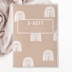 C: U-Heft + Impfpasshülle - rainbow beige weiss personalisiert geschenk geburt Schutzhülle baby party