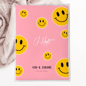 C: U-Heft + Impfpasshülle - smiley pink, baby, girl, mädchen, geburt, geschenk, personalisiert, schutzhülle