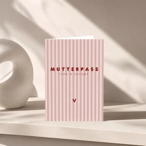 Mutterpasshülle - Rosa gestreift bordeaux rot schutzhülle personalisiert mit namen schwangerschaft geschenk babyparty