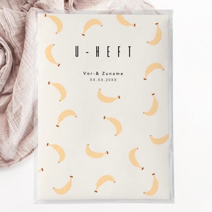 C: U-Heft + Impfpasshülle - banana, banane, baby, girl, boy, geschenk zur geburt, personalisiert, schutzhülle