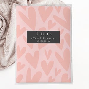 C: U-Heft + Impfpasshülle - Herzen rosa baby newborn geschenk geburt personalisiert mit namen bunt modern mädchen girl babyparty