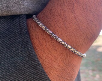 Silver Cuff Bracelet,Mens Jewelry,Sterling Silver Bracelet,Gift For Him,Sterling Silver 925 Bracelet,Unique Bracelet For mans,Stylish
