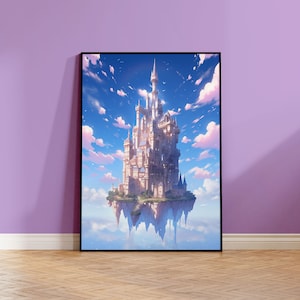 Cartel del castillo flotante | Pintura del reino de la fantasía | Mundo celestial Póster
