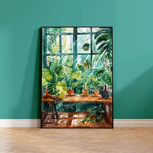 House Plant Wall Art | Watercolor Houseplant Print | Plant Lover Poster | House Plant Room Poster | Greenhouse Art | Greenhouse Plant Poster
