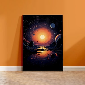Cartel de silueta celestial - Impresión de arte de pared espacial - Obra de arte reflectante en mate - Tamaños A2, A3, A4