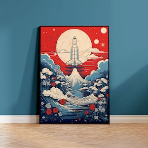 Poster retrò di razzi, poster di razzi nello spazio, poster di veicoli spaziali, poster di Space Shuttle