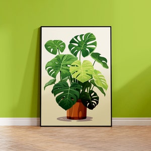 Póster de plantas de interior | Cuadro Monstera Deliciosa | Falso filodendro Póster