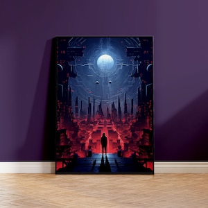 Cartel de Future Gate - Visión urbana Cyberpunk - Arte de pared inspirado en la ciencia ficción - Impresión mate A2, A3, A4
