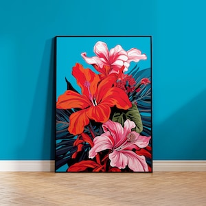 Tropical Plant Poster, High Quality Poster, Pop Art Retro, Colourful, for Frameless Printed Wall Decoration