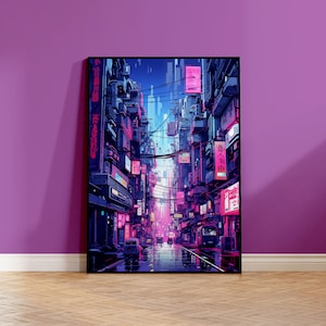 Póster Cyberpunk City, póster de estudio de vídeo, papel impreso mate