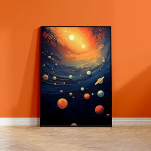 Planetary Swirl Poster - Weltraum inspirierte Wandkunst - Matter Druck A2, A3, A4