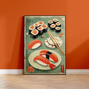 Arte amante del sushi | Cartel de sushi | Impresión de comida japonesa | Póster de comida japonesa | Impresión de arte de pared de sushi