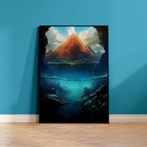 Unterwasser-Vulkan-Poster | Vulkanausbruch Poster | Lavaflussdiagramm
